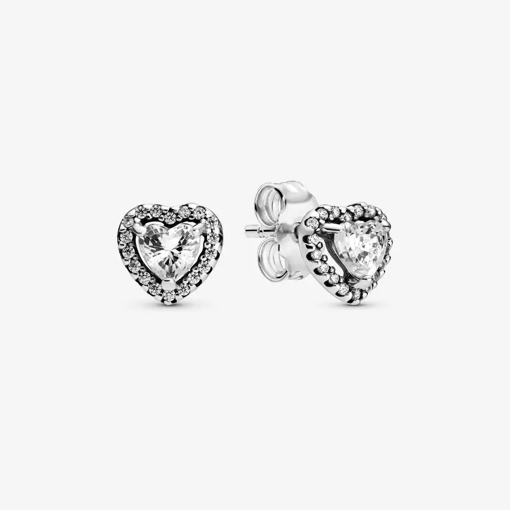 Original 925 Sterling Silver Earrings plata de ley Sparkling Love Heart Ear Studs Earrings for Women Jewelry Gifts SuperFye bue019 SuperFye