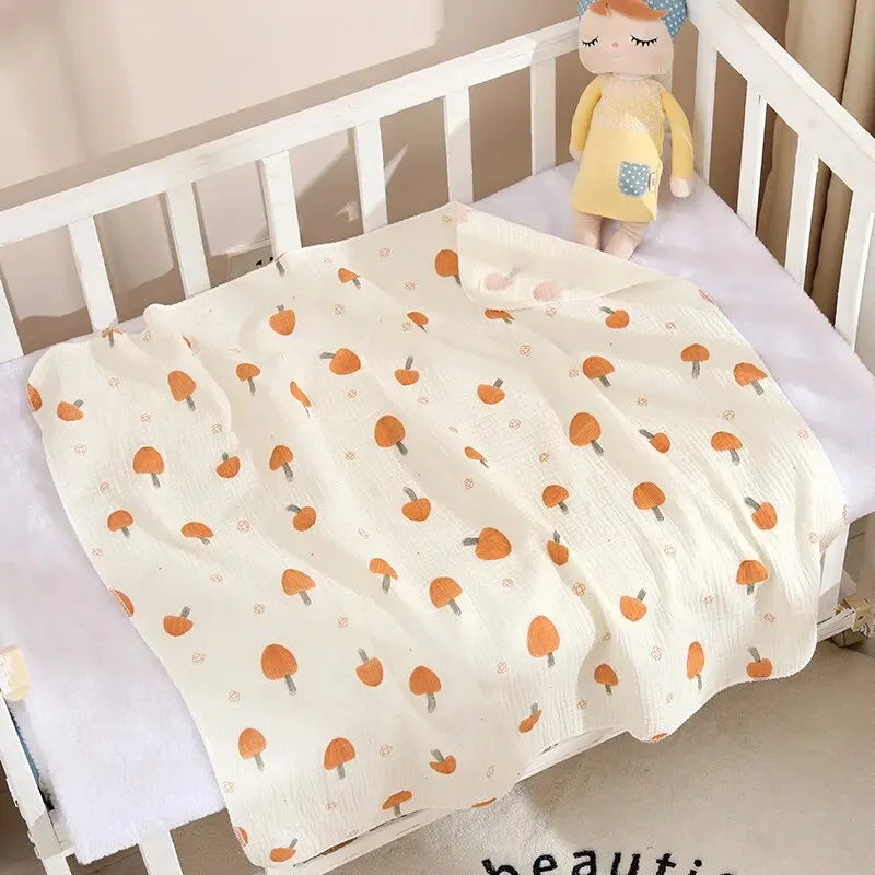 80x80cm Baby Receive Blanket for Newborn Cotton Muslin Swaddle Blanket Bedding Infant Bath Towel Baby Items Mother Kids SuperFye mushroom SuperFye