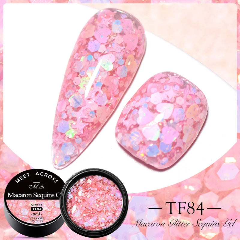 MEET ACROSS 5ml Pink Dried Flower Gel Nail Polish Natural Flower Fairy Nail Art Gel Soak Off UV LED Painting Varnishes For Nails SuperFye Q52368-2 SuperFye