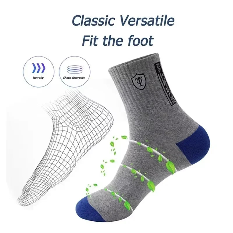 5Pairs Breathable Cotton Sports Stockings Men Bamboo Fiber Autumn and Winter Men Socks Sweat Absorption Deodorant Business Sox SuperFye 5 pairs dt029-5 / EU39-44 SuperFye