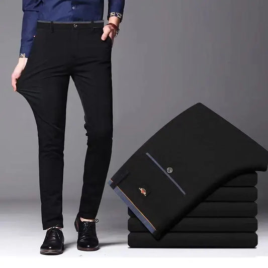 Men's Elastic Straight Pants Business Casual Long Suit Pants Male Formal Trousers Solid Colors Black BLue SuperFye 619 Blue / 40 SuperFye