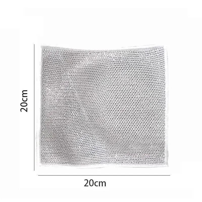 10pcs Magic Dishcloth Silver Wire Cleaning Kitchen Cloth Thickened Microfiber Wash Towel Built-in Sponge Steel Wire Ball Rag SuperFye 10PCs SuperFye