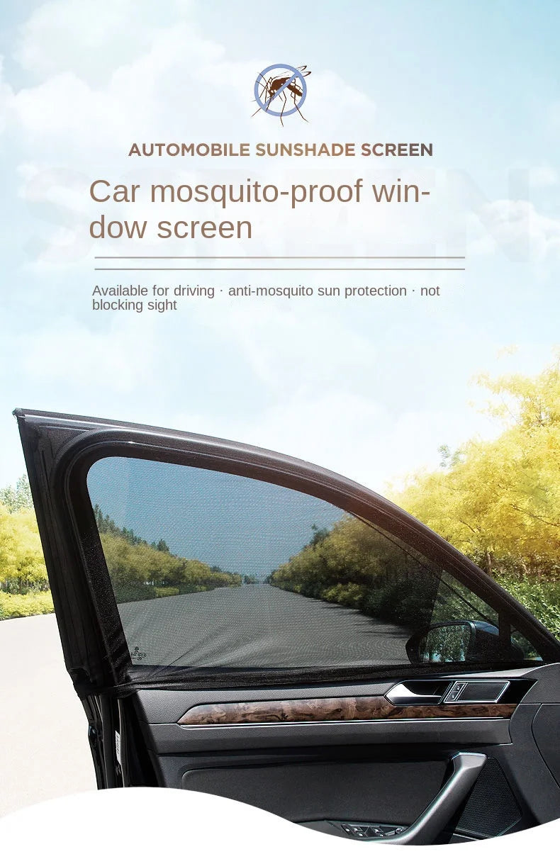 2pcs Car Rear Side Window Sunshade UV Protect Shield Mesh Prevent Mosquito Sunshine Privacy Protection Foldable Curtain SuperFye car front window 2pc SuperFye