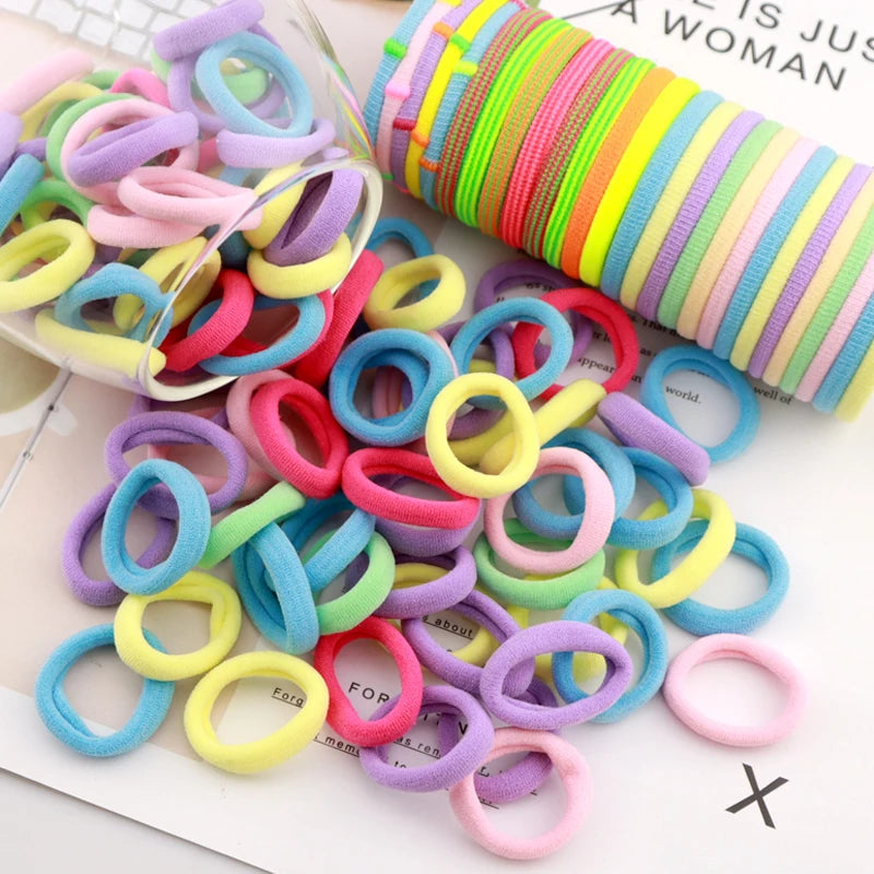 100/200PCS Women Girls Colorful Nylon Elastic Hair Bands Ponytail Hold Small Hair Tie Rubber Bands Scrunchie Hair Accessories SuperFye Colors 1 / 100pcs SuperFye