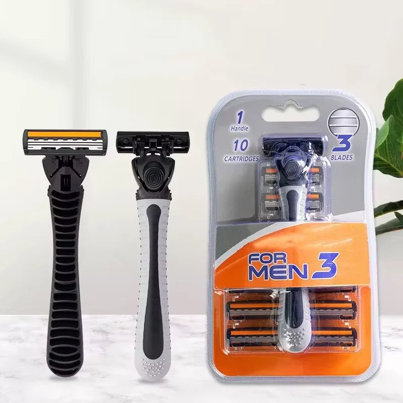 Shaver Brand New Design Men Razor Shaving Three Layer Shaver Reusable Razor Imported Blade Multi Tool Head Replace SuperFye Brown SuperFye