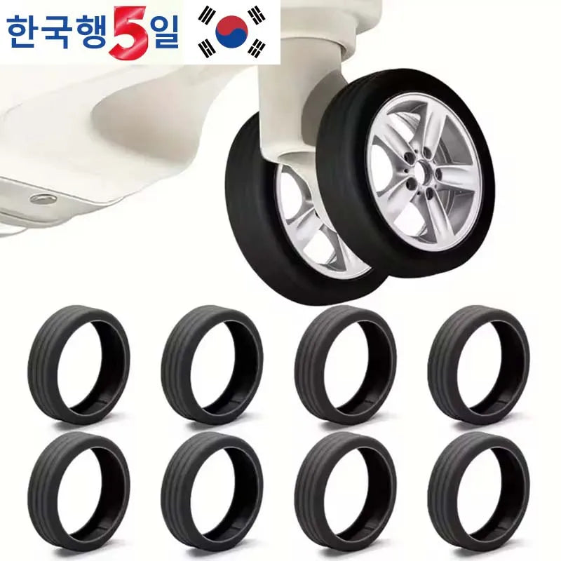 8pcs Luggage Roller Rubber Cover Silent Trolley Wheel Accessory Protective Cover Suitable for Dualwheel Luggage SuperFye black 8pcs SuperFye