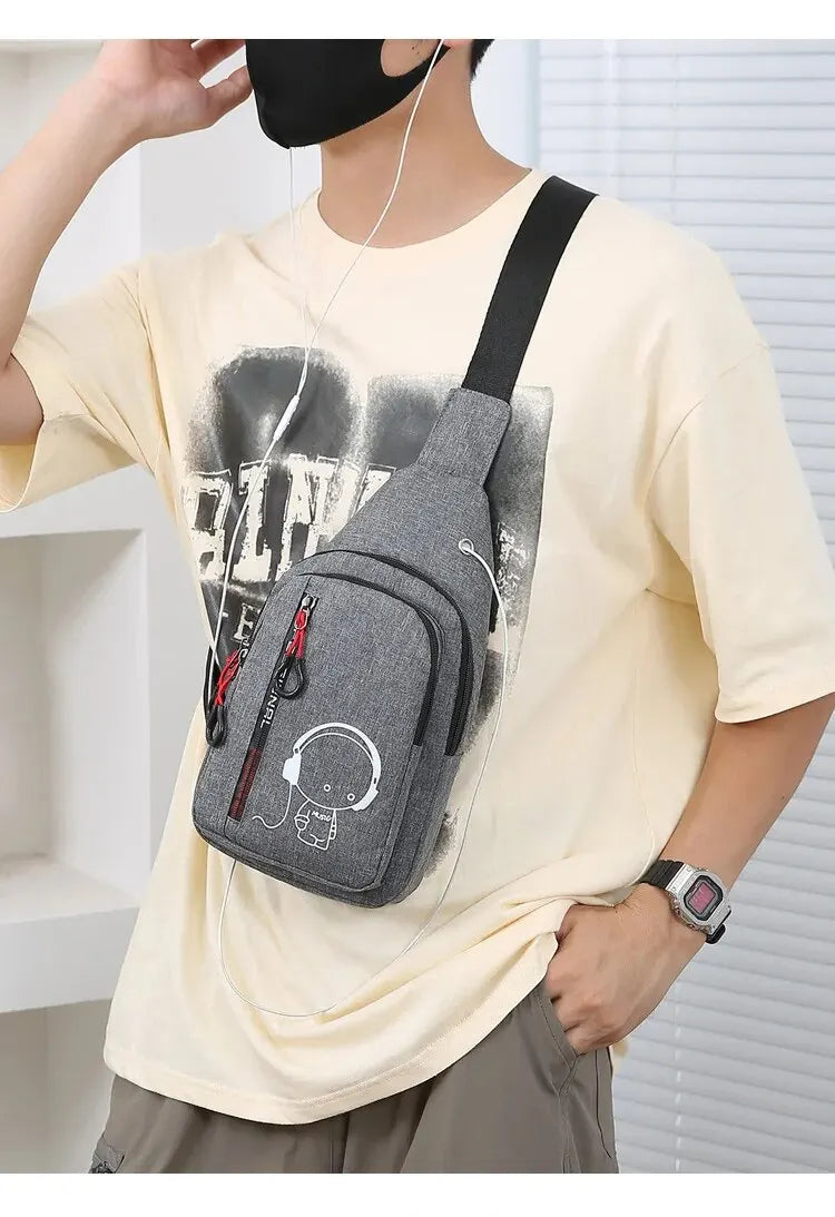 Men's Chest Bag 2024 New Casual Fashion Shoulder Bag Male Hand Crossbody Korean Cycling Backpack SuperFye Huise SuperFye