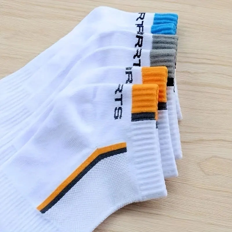 5pairs Men's Fashion Sports Socks, Striped Cotton Sweat Absorption Breathable Comfortable Ankle Socks SuperFye 5 pairs / EUR 35-43 SuperFye