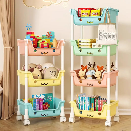 Toy Storage Trolley Bookshelf Snack Rack For Children Storage Organizer Bathroom Accessories Closet Organizer Kitchen Storage SuperFye 4F With pulleys whit SuperFye