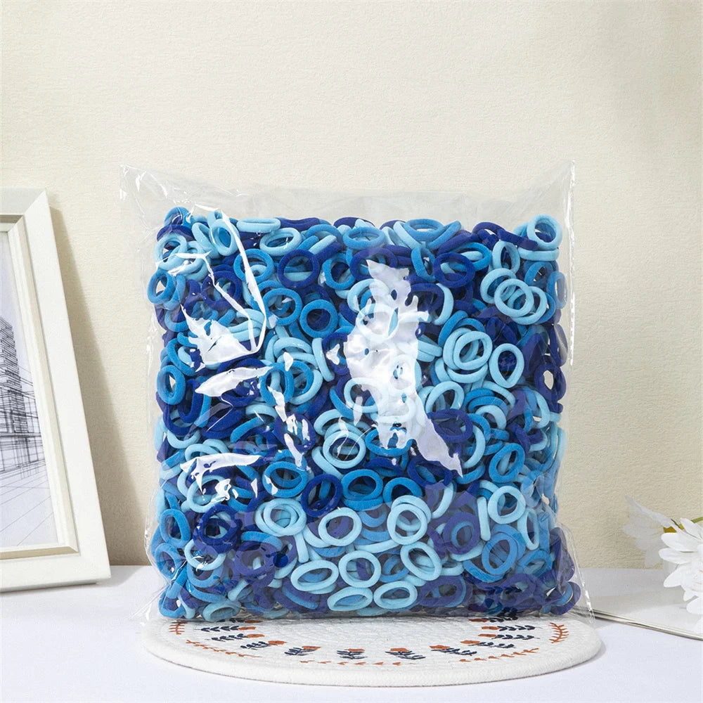 100/300/500 pcs Girls Colorful Elastic Hair Bands Ponytail Hold Hair Tie Rubber Bands Scrunchie Hair Accessories Bands for Girls SuperFye Blue / 100pcs SuperFye