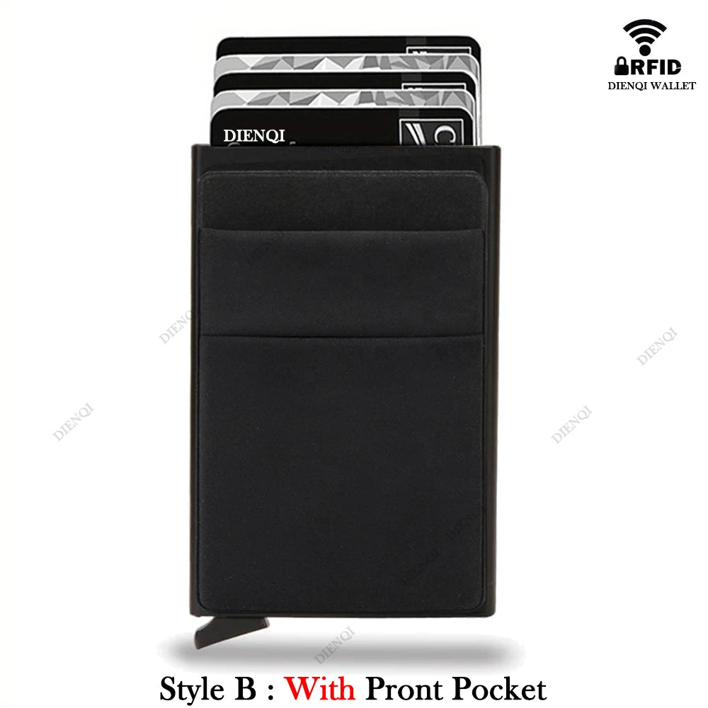 Rfid Credit Card Holder Wallet Metal Thin Slim Bank Card Case Men Women Pop Up Minimalist Wallet Small Black Purse Metal Vallet