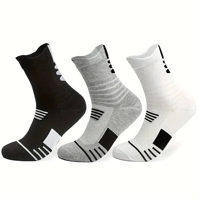 3 Pairs Men's Comfort Fit Cushion Performance Athletic Crew Socks For Outdoor Sports SuperFye 3pairs Mixed Colors / Single code SuperFye