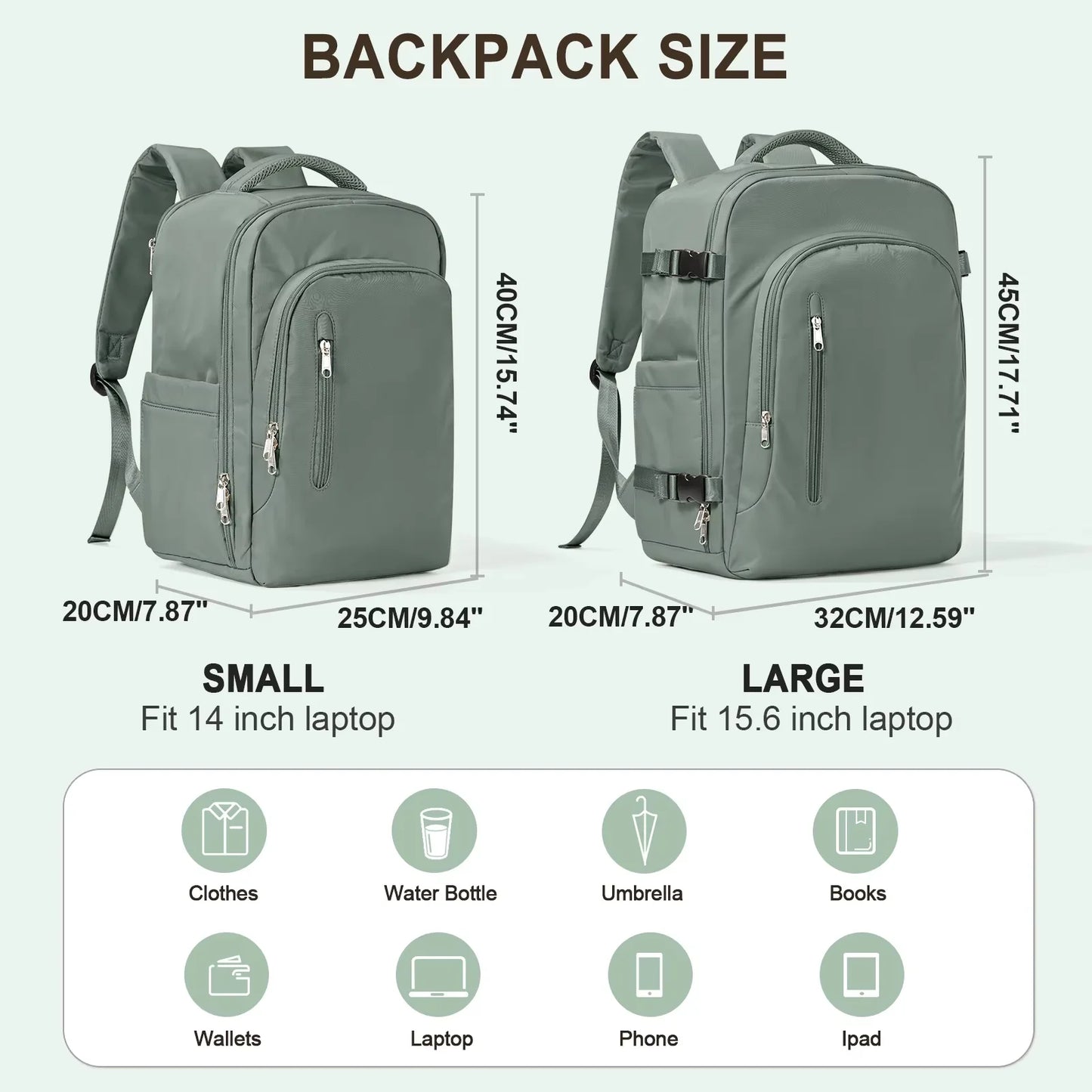 Laptop Bag Travel Backpack for Women Large Capacity Easyjet Carry-Ons 45x36x20 Backpack Ryanair 40x20x25, Men's Cabin Backpack SuperFye Dark Green / S SuperFye