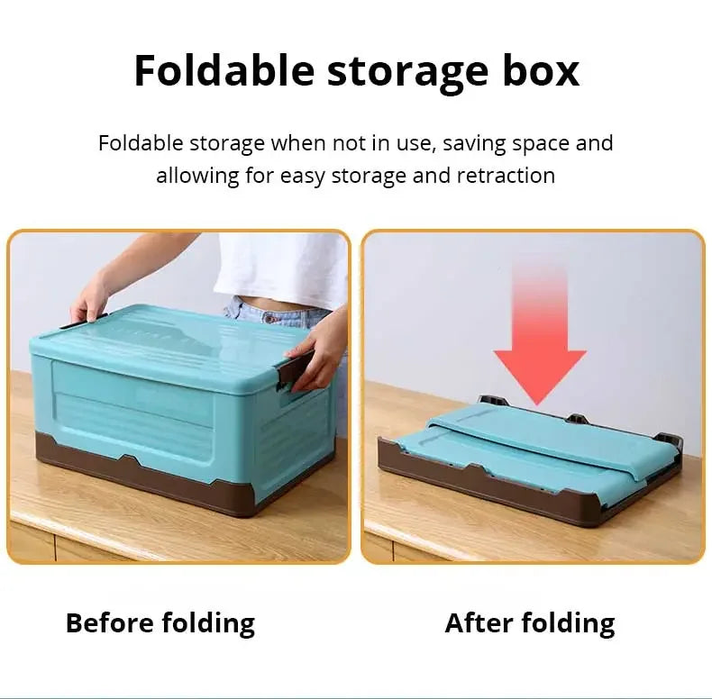 1pc Foldable Storage Box Wardrobe Storage Box Large Capacity For Toy Clothes Snacks Books Shoes Plastic Box For Car Household SuperFye 1pc blue SuperFye