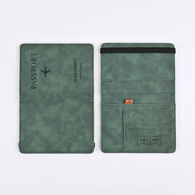 Men PU Leather Wallet Travel Passport Purse Card Male Travel Accessories Hand Carry Passport Business Cards Holder Wallet SuperFye green SuperFye