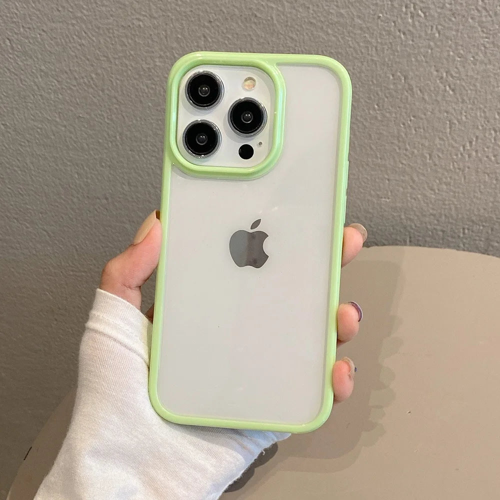 Transparent Candy Color Bumper Phone Case For iPhone 15 14 13 Mini 12 11 Pro Max XR XS X 7 8 Plus SE3 Soft Shockproof Back Cover SuperFye Green / For iPhone15 SuperFye