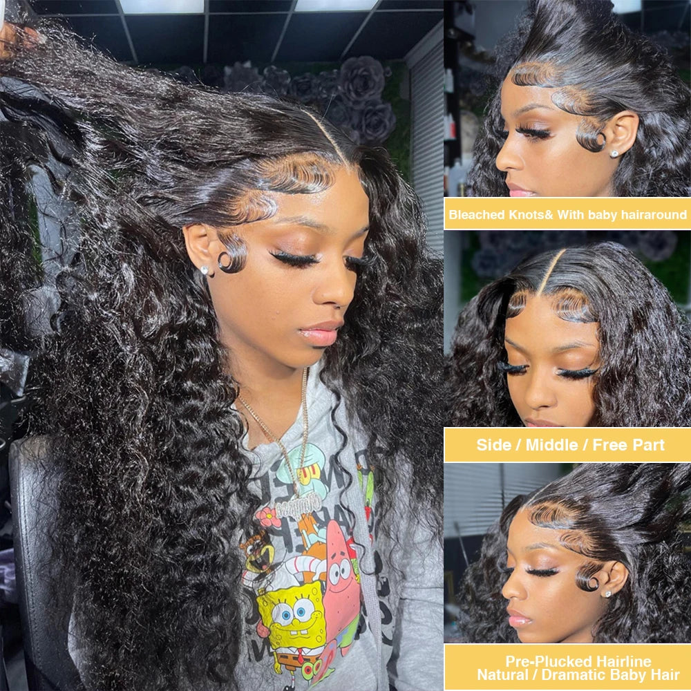 HD Transparent Deep Wave Frontal Wig 13x4/13x6 Curly Lace Front Human Hair Wigs For Women Wet And Wavy Water 5x5 Closure Wig SuperFye 13x6 HD Lace Wig / United States / 32inches|200 Density|3-5 Working Days SuperFye