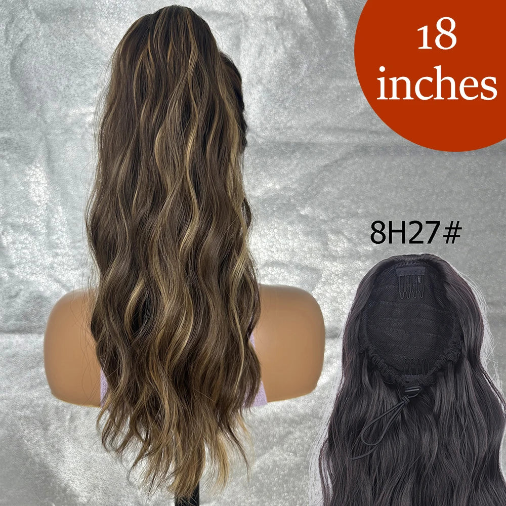 Synthetic Long Straight Claw Clip On Ponytail Hair Extensions 24Inch Heat Resistant Pony Tail Hair piece For Women Daily Party