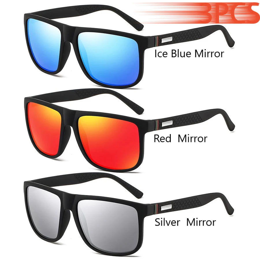 Fashion Vintage Square Sunglasses Men Women Luxury Brand Designer Men's Sun Glasses Driving Fishing UV400 Eyewear Man SuperFye IceBlue-Red-Silver SuperFye