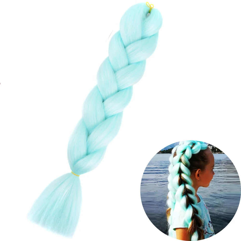 24" Synthetic Yaki Braids Hair kanekalon Ombre Braiding Hair Jumbo Braid Hair Extension For Women Hundreds of colors DIY Hair