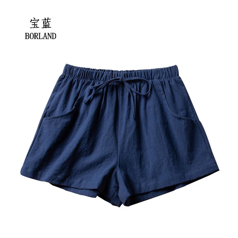 Casual Linen Shorts Women Gym Workout Shorts Cotton Short Pants High Waisted Black Ladies Short Femme Women Shorts Sport Femme SuperFye Navy / L 60-70kg SuperFye