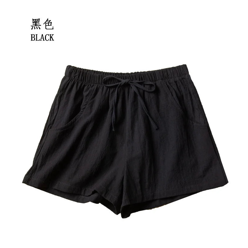 Casual Linen Shorts Women Gym Workout Shorts Cotton Short Pants High Waisted Black Ladies Short Femme Women Shorts Sport Femme SuperFye Black / S 40-50kg SuperFye