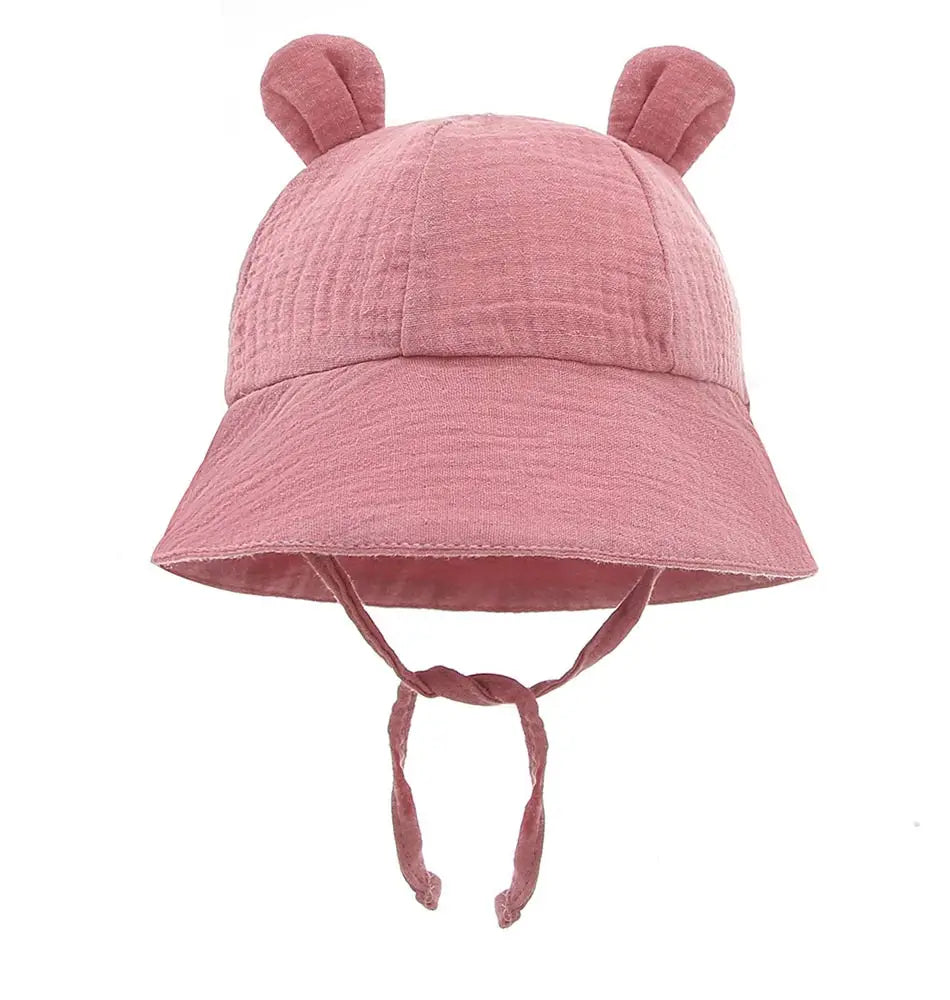 Soft Cotton Baby Sun Hat With Ears Cute Bunny Newborn Boys Girls Bucket Hat Summer Kids Toddler Panama Cap 0 to 12 Months SuperFye Light Yellow / One Size SuperFye