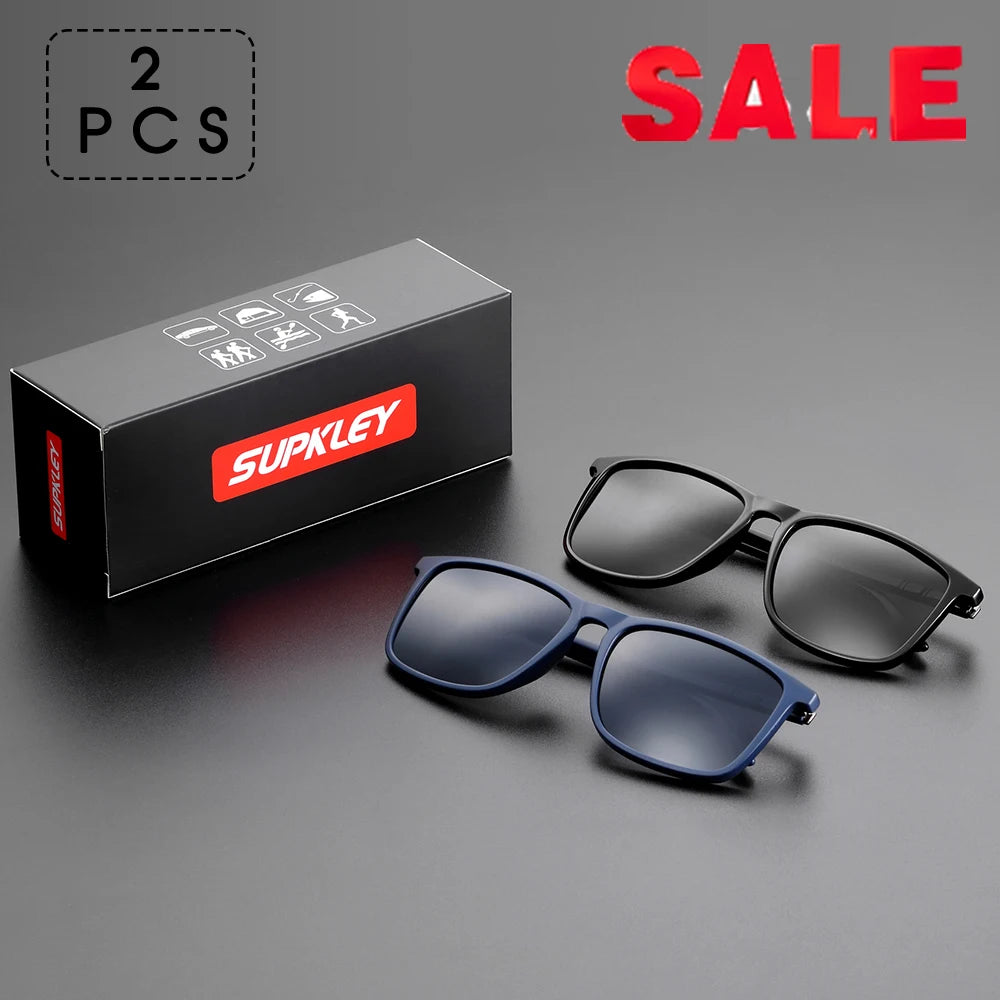 SUPKLEY Sports Sunglasses for Men Polarized Comfortable Wear Square Sun Glasses Male Light Weight Eyewear Accessory with Origina SuperFye GlossBlackVBlueGray SuperFye