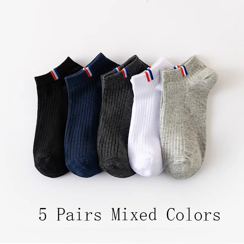 5/10/20 Pairs Of Thin Summer Blending Boat Socks Plain Color Mens Casual Socks Breathable Sweat Absorbing Calibration Socks SuperFye 5 Pairs Mixed Colors / ONE SIZE 38-43 SuperFye