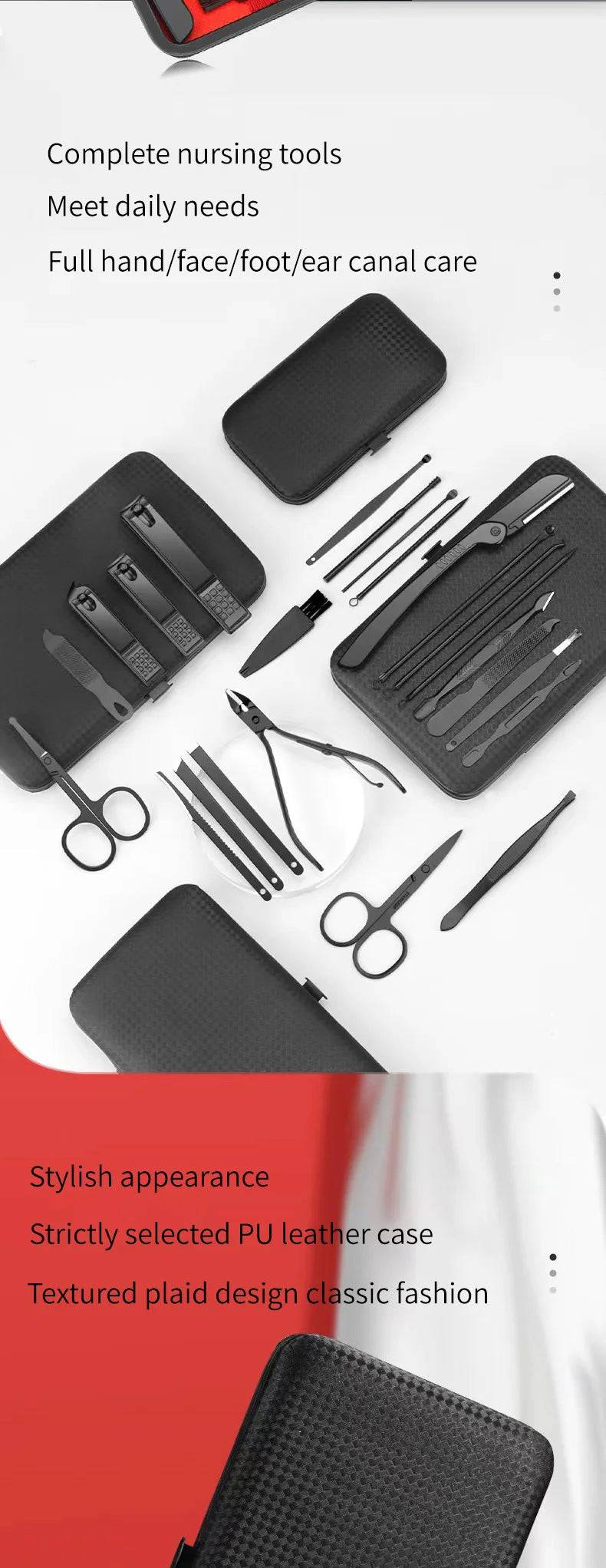 Nail Clipper Set Set Convenient Beauty Tools Nail Clipper Manicure Nail Trimmer Pedicure Knife Ear Peeling Knife Nail Manicure T SuperFye Black 10-piece set SuperFye