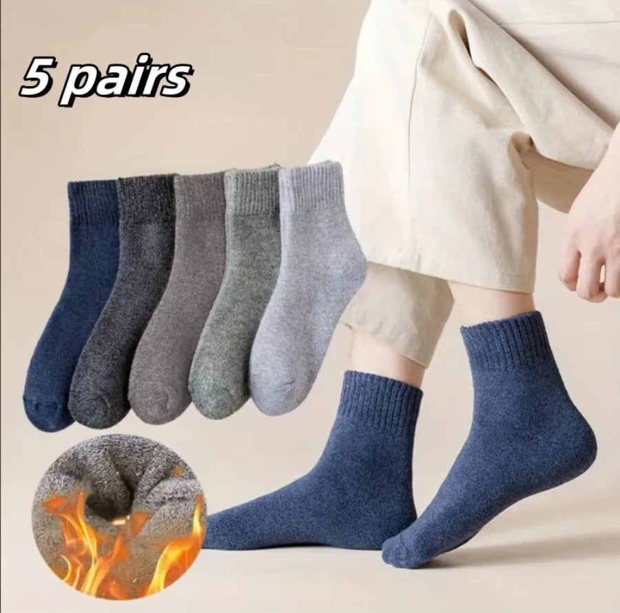 5Pairs Breathable Cotton Sports Stockings Men Bamboo Fiber Autumn and Winter Men Socks Sweat Absorption Deodorant Business Sox SuperFye Mixed Color 5 / EU39-44 SuperFye