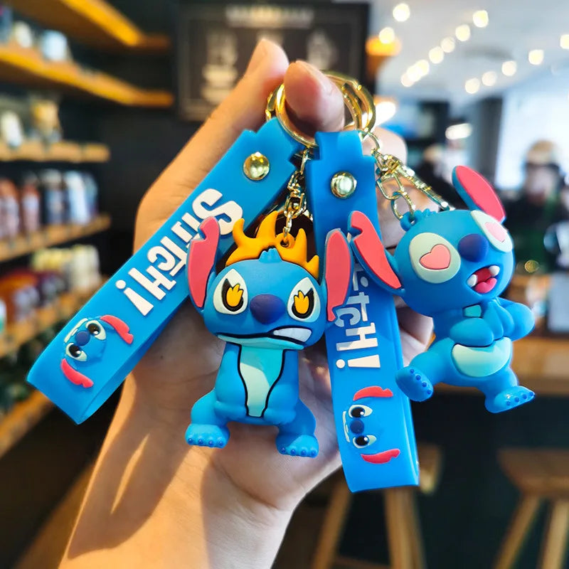 New Anime Disney Keychain Cartoon Mickey Mouse Minnie Lilo & Stitch Cute Doll Keyring Ornament Key Chain Pendant Kids Toys Gifts SuperFye WJ275B5 SuperFye