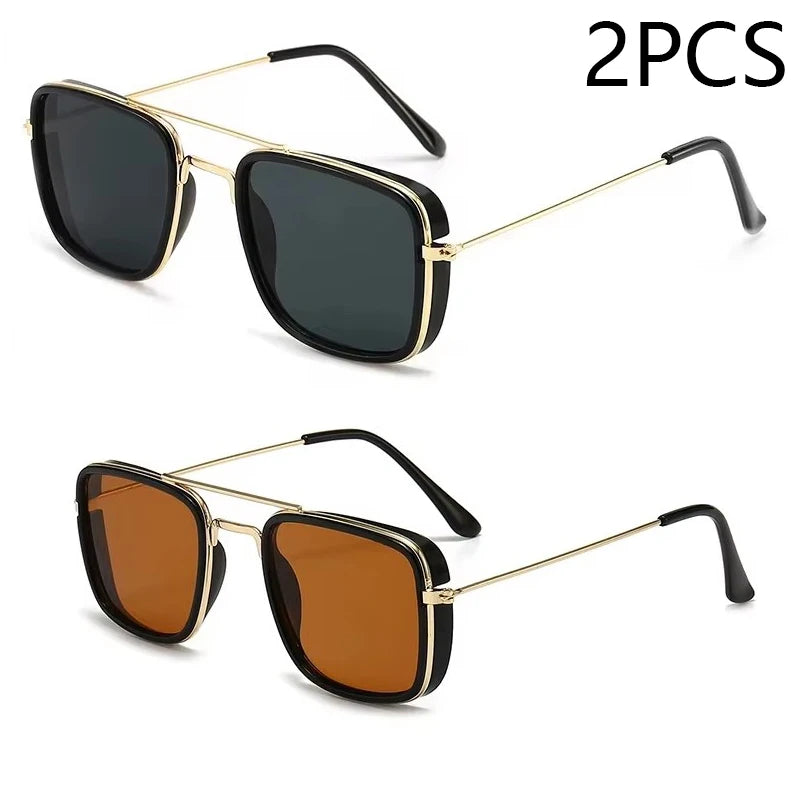 Fashion Sunglasses European and American Metal Small Square Frame Korean Version Glasses Retro Square Sunglasses UV Protection SuperFye Yellow SuperFye