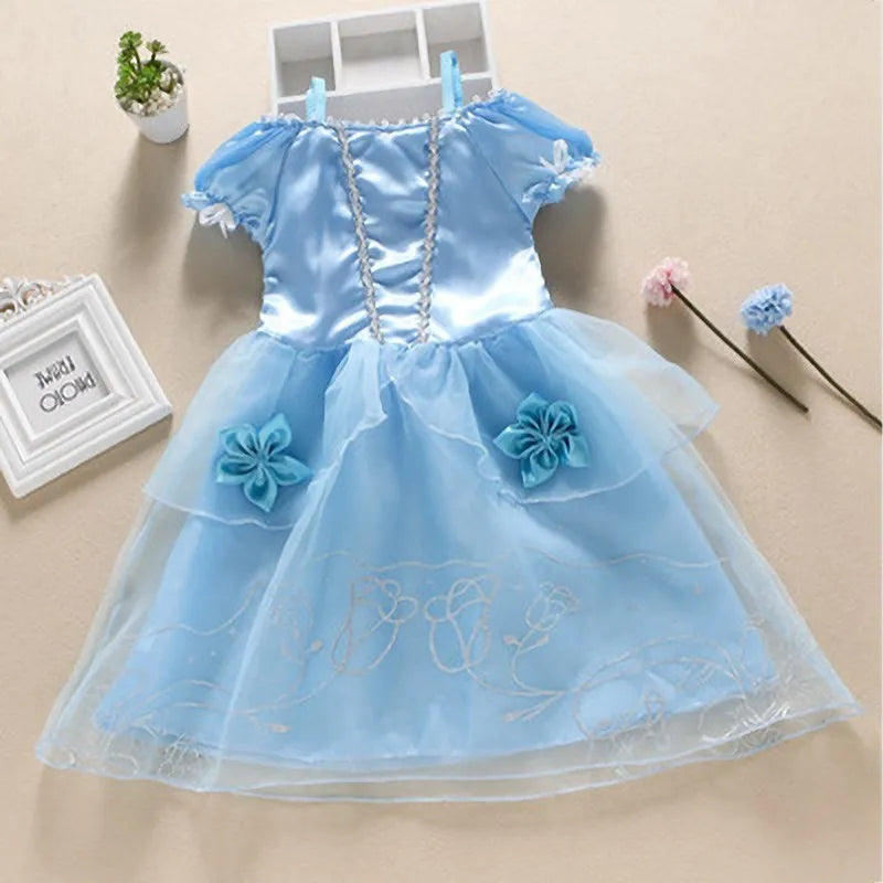 Girls Princess Dress Kids Cinderella Snow White Aurora Sofia Rapunzel Cinderella Halloween Costume Children Birthday Party Dress SuperFye DA02 / 3 Years SuperFye