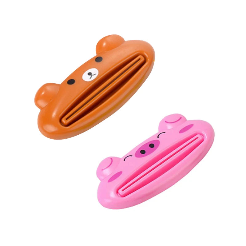 For Home Bathroom 1 Pcs Animal Easy Toothpaste Dispenser Plastic Tooth Paste Tube Toothpaste Squeezer Rolling Holder Cocina SuperFye 1pink pig 1bear SuperFye