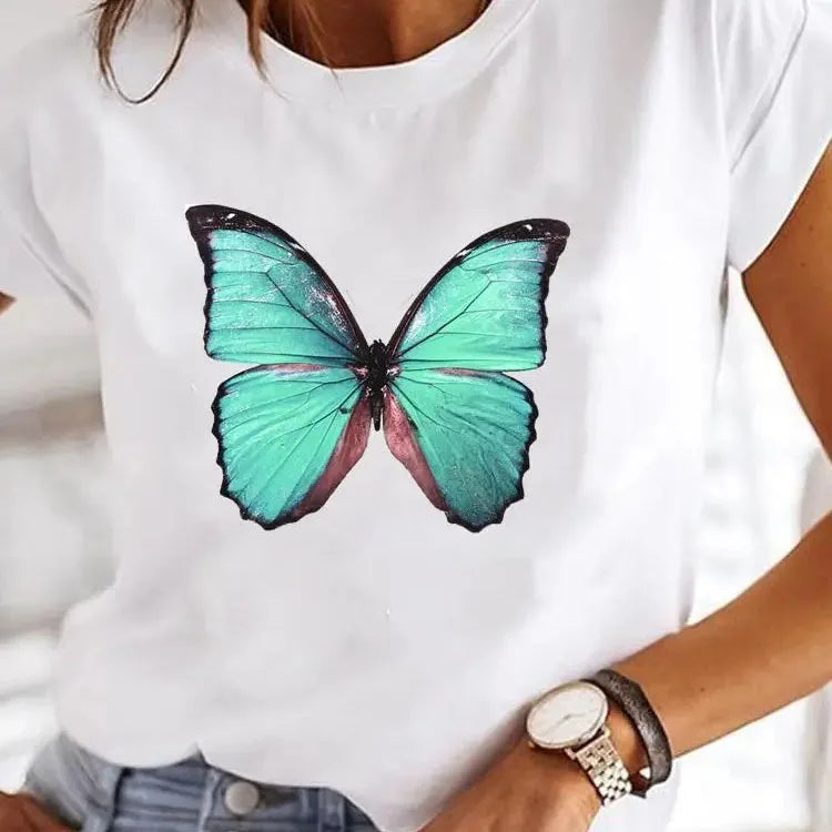 Love Heart Print Women Summer T Shirt Girl O Neck Funny Y2K Tops Tee Female 90s Casual Clothing SuperFye LAQA33361 / XXL SuperFye