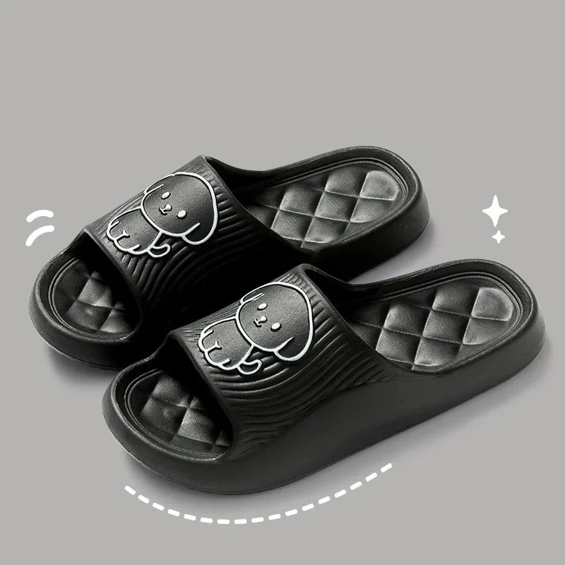 Cute Couple Pillow Slippers Female Summer Wear 2024 New Bathroom Bath Non-slip Indoor Home Eva Thick Bottom Sandals SuperFye Black / 44-45 SuperFye