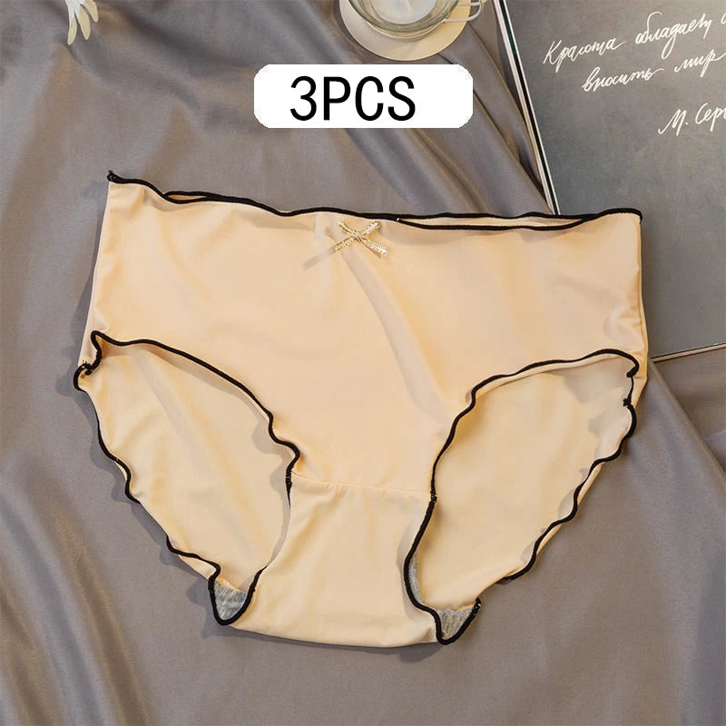 3pcs/Pack Women's Antibacterial Nylon Seamless Triangle Underwear With Low Waist And European-American Style SuperFye Khaki / M / 3pcs SuperFye