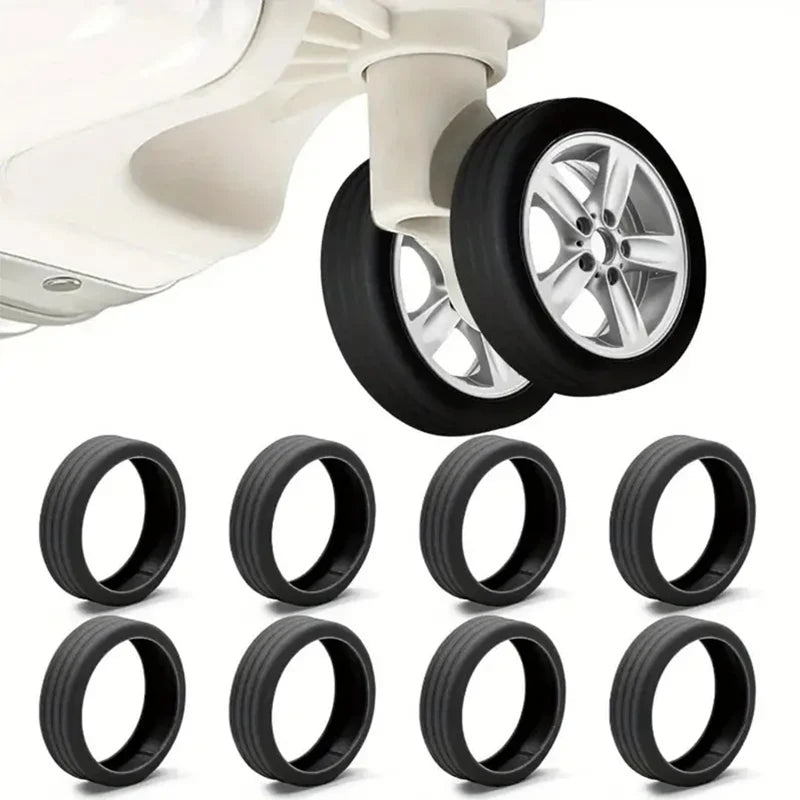 8pcs Luggage Roller Rubber Cover Silent Trolley Wheel Accessory Protective Cover Suitable for Dualwheel Luggage SuperFye black 8pcs SuperFye