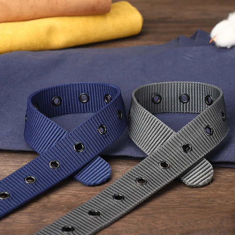 Perforated canvas belt, men's needle buckle belt, student youth Korean version, versatile jeans belt, outdoor, extende belt SuperFye Coffee / 110cm SuperFye