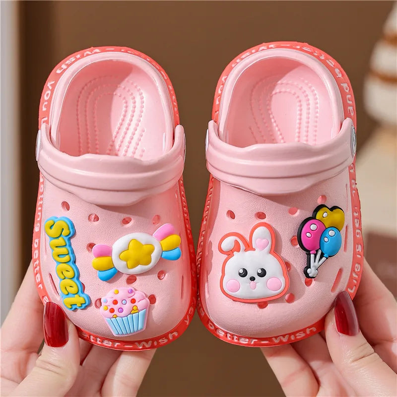 Summer Kids ShoesSandals Hole Children's Shoes Slippers Soft Anti-Skid Cartoon Design Hole Baby Shoes Sandy Beach For Boys Girls SuperFye style 7 / 24 (insole 15cm) SuperFye