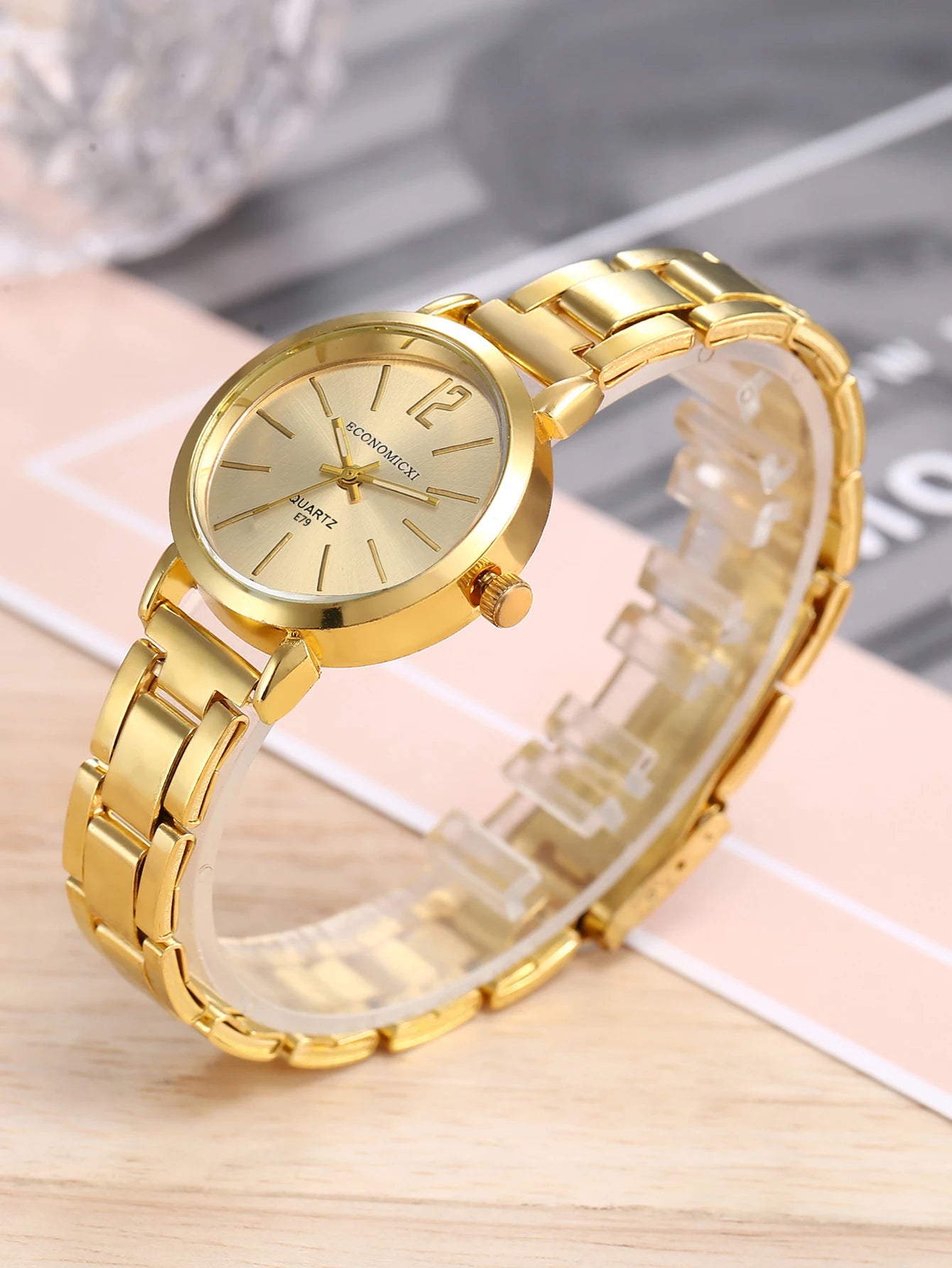 2pcs Set Watch Luxury Women Simple Dial Hollow Strap Fashion Gold Bracelet Quartz Wristwatch Student Ladies Watches Reloj Mujer SuperFye Other SuperFye