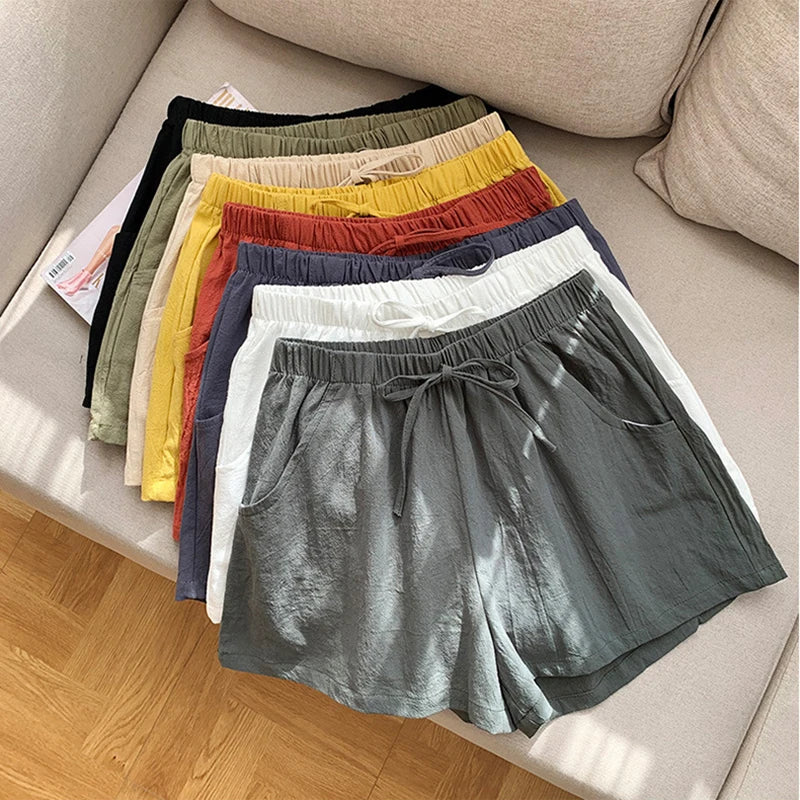 Casual Linen Shorts Women Gym Workout Shorts Cotton Short Pants High Waisted Black Ladies Short Femme Women Shorts Sport Femme SuperFye Khaki / L 60-70kg SuperFye