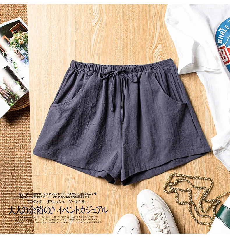 Casual Linen Shorts Women Gym Workout Shorts Cotton Short Pants High Waisted Black Ladies Short Femme Women Shorts Sport Femme SuperFye Khaki / L 60-70kg SuperFye