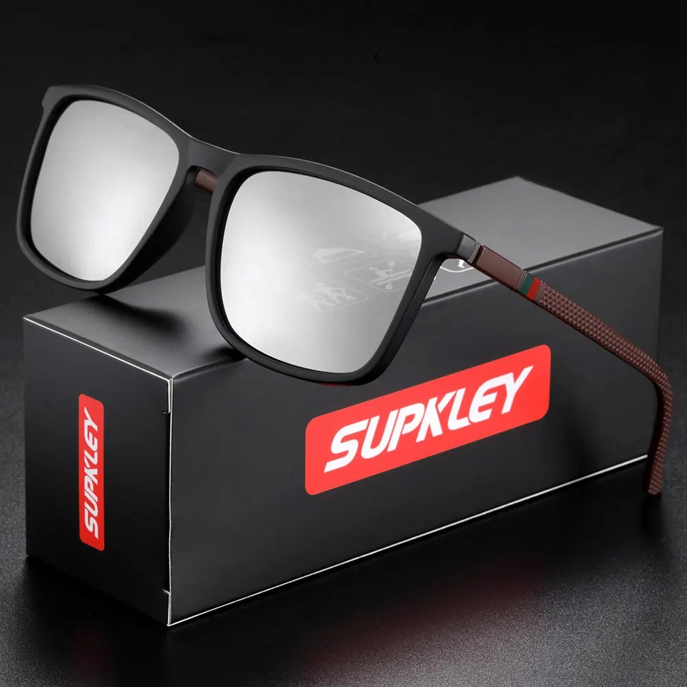 SUPKLEY Sports Sunglasses for Men Polarized Comfortable Wear Square Sun Glasses Male Light Weight Eyewear Accessory with Origina SuperFye Silver Mirror SuperFye