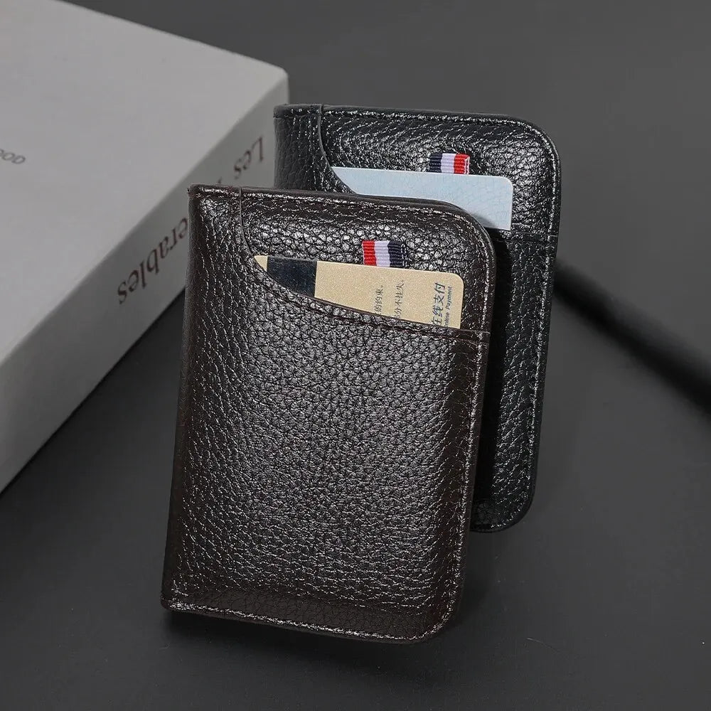 Portable Super Slim Soft Wallet for Men PU Leather Mini ID Credit Card Wallet Purse Card Holders Wallet Thin Small Short Wallets SuperFye Coffee SuperFye