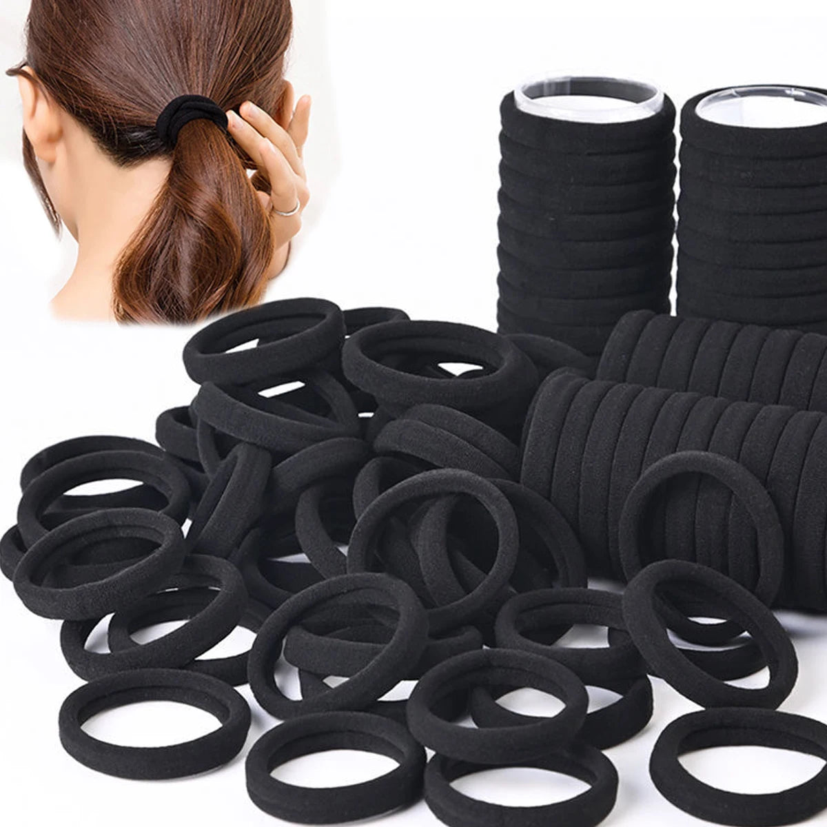 50/100pcs Black Hair Bands for Women Girls Hairband High Elastic Rubber Band Hair Ties Ponytail Holder Scrunchies Accessorie SuperFye WHITE / Size fits all SuperFye