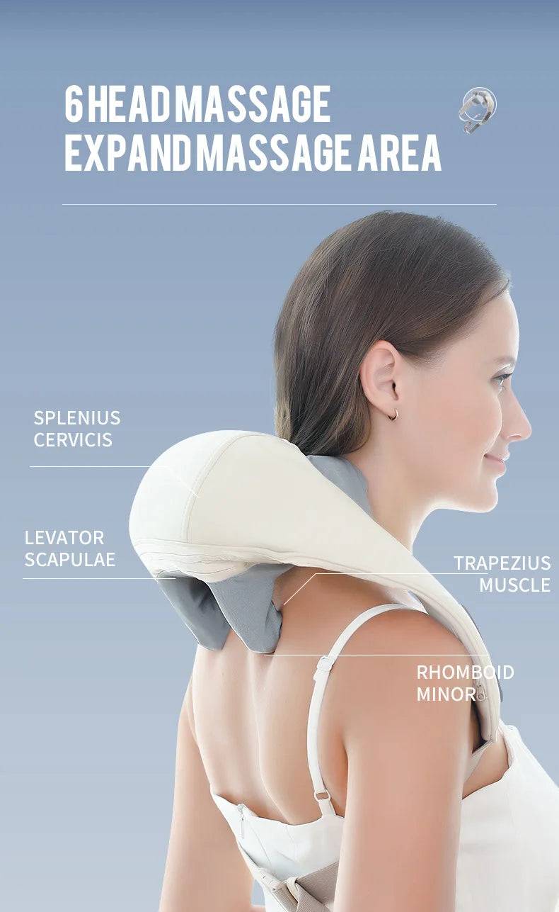 Foreverlily Wireless Neck And Back Massager Neck And Shoulder Kneading Massage Shawl Neck Cervical Relaxing Trapezius Massager SuperFye GRAY SuperFye