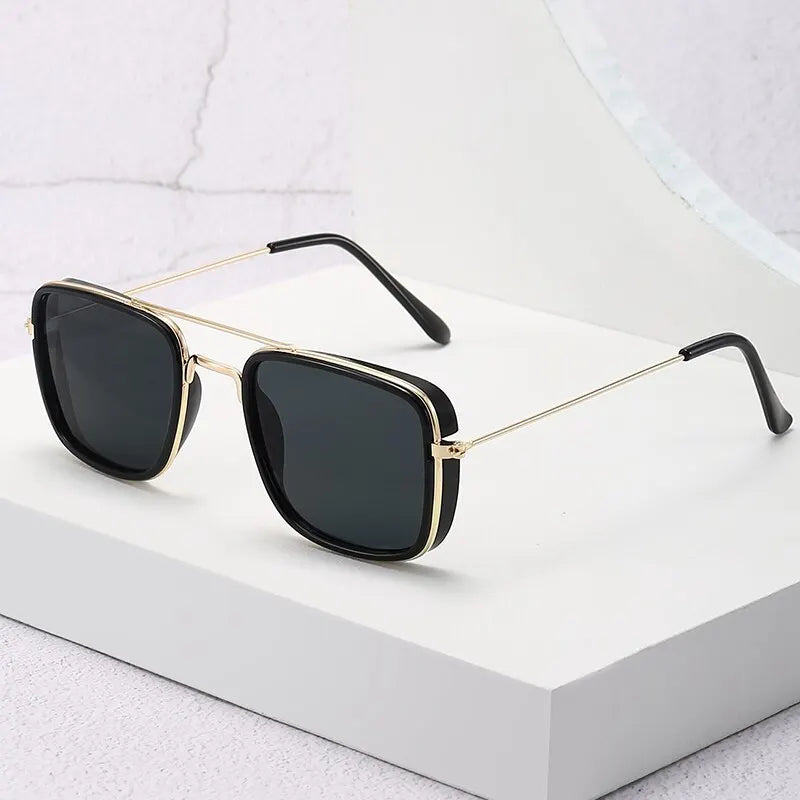 Fashion Sunglasses European and American Metal Small Square Frame Korean Version Glasses Retro Square Sunglasses UV Protection SuperFye black SuperFye