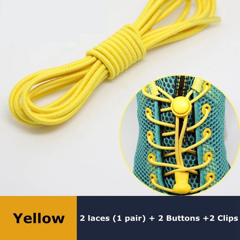 1Pair Shoelaces for Sneaker Elastic No Tie Shoe Laces Stretching Lock Lazy Laces Quick Rubber Shoelace Round Shoestrings SuperFye Yellow SuperFye